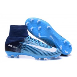 High Top Nike Mercurial Superfly 5 FG Soccer Cleats Blue White Black
