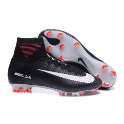 High Top Nike Mercurial Superfly 5 FG Soccer Cleats Black White Red