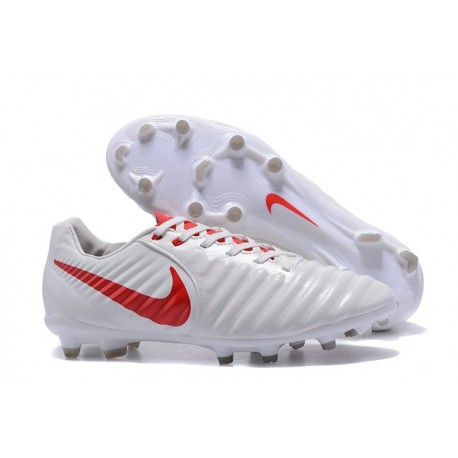 Nike Tiempo Legend 7 FG Leather Firm Ground Boots White Red