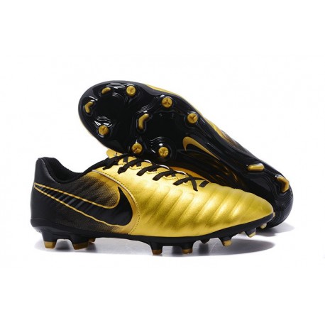 Nike Tiempo Legend 7 FG Leather Firm Ground Boots Gold Black