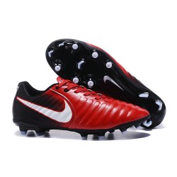 Nike Tiempo Legend 7 FG Leather Firm Ground Boots Red Black White