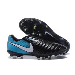 Nike Tiempo Legend 7 FG Leather Firm Ground Boots Black Blue White