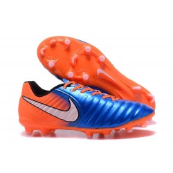 Nike Tiempo Legend 7 FG Leather Firm Ground Boots Blue Orange