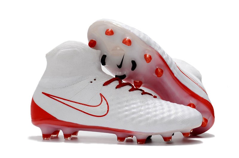 red and white football boots