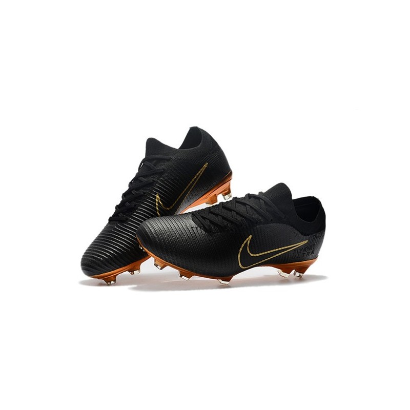 Soccer Shoes For Men Nike Mercurial Vapor Flyknit Ultra FG Black Gold