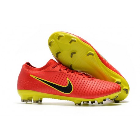 New Nike Soccer Shoes - Mercurial Vapor Flyknit Ultra FG Red Yellow Black