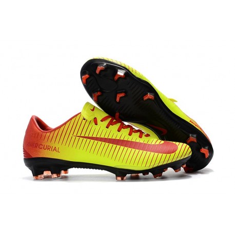 Nike Mercurial Vapor XI FG Soccer Shoes - New Arrival Football Boots Red Yellow