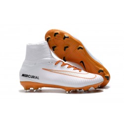Nike Mercurial Superfly V FG New Football Boots White Gold