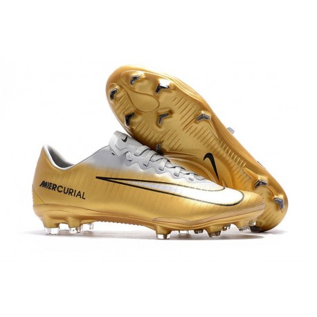 Nike Mercurial Vapor XI FG Soccer Shoes - New Arrival Football Boots Gold White