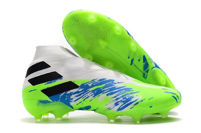 telegram Ademen haakje Adidas Nemeziz 19+ FG Soccer Cleats White Green Blue Black