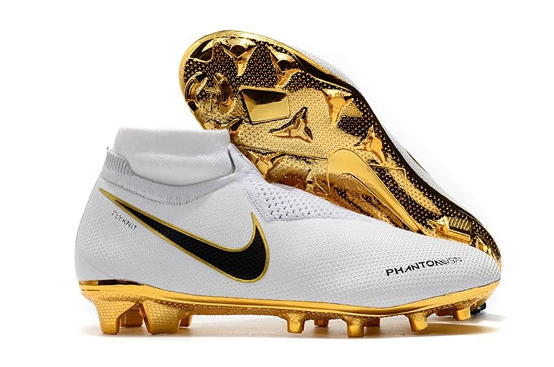 white and gold soccer cleats