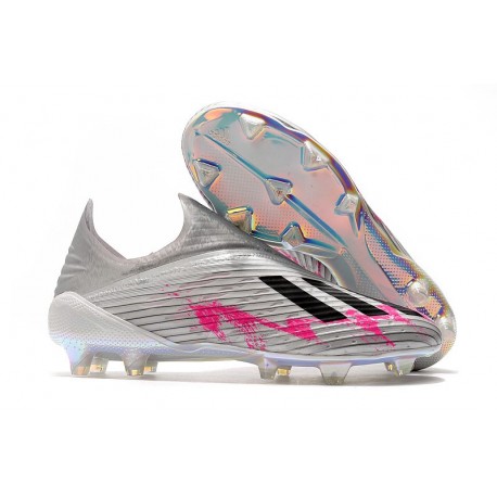 adidas X 19+ Firm Ground Soccer Cleats Silver Black Pink