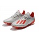 adidas Men's X 19.1 FG Soccer Cleats Silver Metallic Hi-Res-Red White