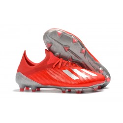 adidas Men's X 19.1 FG Soccer Cleats Crimson Silver