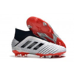 adidas Predator 19+ FG Soccer Cleats Silver Metallic Core Black