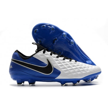 Leather Nike Tiempo Legend 8 Elite FG ACC - White Blue Black