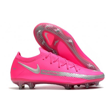 New 2021 Nike Phantom GT Elite FG Boots Pink Silver