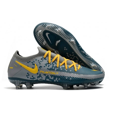 New 2021 Nike Phantom GT Elite FG Boots Blue Grey Yellow