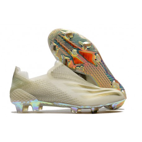 adidas X Ghosted FG New Soccer Shoes White Gold Black