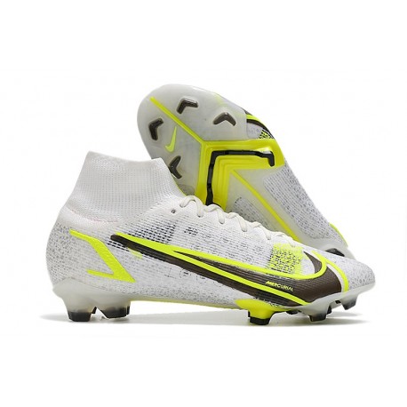 Nike Mercurial Superfly 8 Elite Cleat White Black Metallic Silver Volt