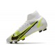 Nike Mercurial Superfly 8 Elite Cleat White Black Metallic Silver Volt