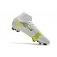 Nike Mercurial Superfly 8 Elite Cleat White Black Metallic Silver Volt