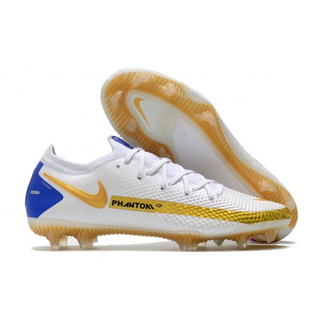 Nike Phantom GT Elite FG ACC Cleats White Gold Blue